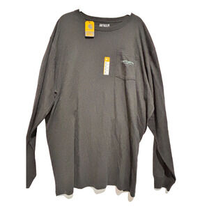 Carhartt Black Long Sleeve Men 2XL Tall Heavyweight Pocket Logo Work outdoor NWT